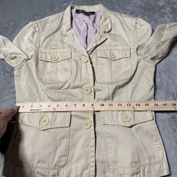 Vintage Y2K MARC JACOBS Sz S Beige Military Utility Jacket Pockets City Boho